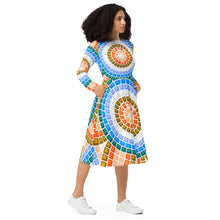 Load image into Gallery viewer, Women's Mosaic Long Sleeve Midi Dress