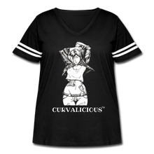 Load image into Gallery viewer, Women's B/W "Curvalicious" Vintage Sport T-Shirt (Plus) - black/white