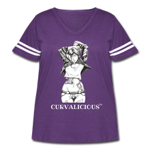 Load image into Gallery viewer, Women's B/W "Curvalicious" Vintage Sport T-Shirt (Plus) - vintage purple/white