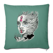 Load image into Gallery viewer, "Coral Girl" Throw Pillow Cover 18” x 18” - cypress green