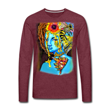 Load image into Gallery viewer, Men's "Blue Honey" Premium Long Sleeve T-Shirt - heather burgundy