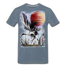 Load image into Gallery viewer, ‘Dancing Crane’ Men's Premium T-Shirt - steel blue