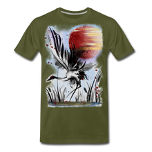 Load image into Gallery viewer, ‘Dancing Crane’ Men's Premium T-Shirt - olive green