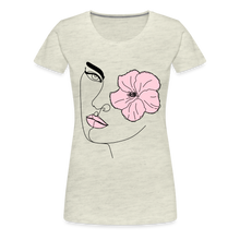 Load image into Gallery viewer, Women’s "Pink Hibiscus" Premium T-Shirt - heather oatmeal