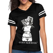 Load image into Gallery viewer, Women’s "Curvalicious" Vintage Sport T-Shirt - black/white
