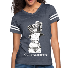 Load image into Gallery viewer, Women’s "Curvalicious" Vintage Sport T-Shirt - vintage navy/white
