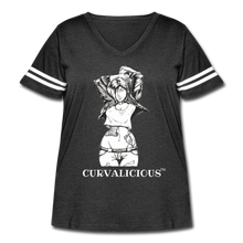 Load image into Gallery viewer, Women's B/W "Curvalicious" Vintage Sport T-Shirt (Plus) - vintage smoke/white
