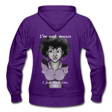 Load image into Gallery viewer, Women's "I'm not mean..." Zip Hoodie - purple
