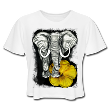 Load image into Gallery viewer, “Beauty and the Bull” Women's Cropped T-Shirt - white

