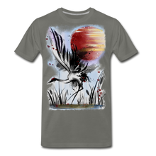 Load image into Gallery viewer, ‘Dancing Crane’ Men's Premium T-Shirt - asphalt gray
